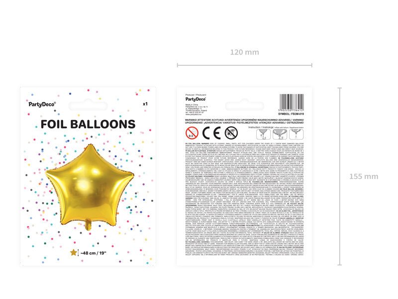 Helium Ballon Ster Goud Glansend Leeg 48cm van Partydeco koop je bij Partywinkel