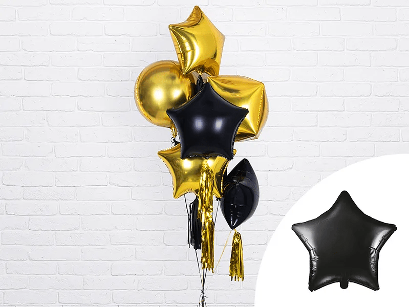 Helium Ballon Ster Zwart Leeg 48cm van Partydeco koop je bij Partywinkel