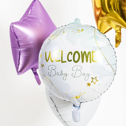 Helium Ballon Welcome Baby Boy Blauw Leeg 45cm van Folat koop je bij Partywinkel