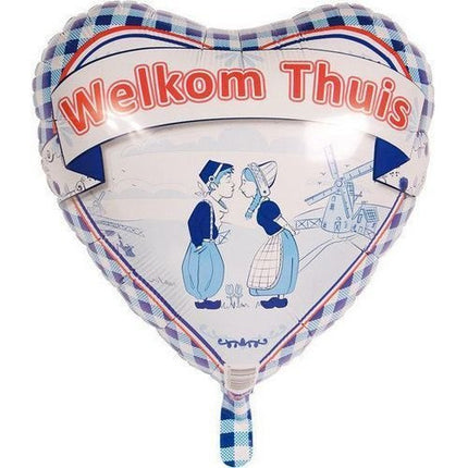 Helium Ballon Welkom Thuis Delfts Blauw 45cm leeg - Partywinkel - 8714572054515