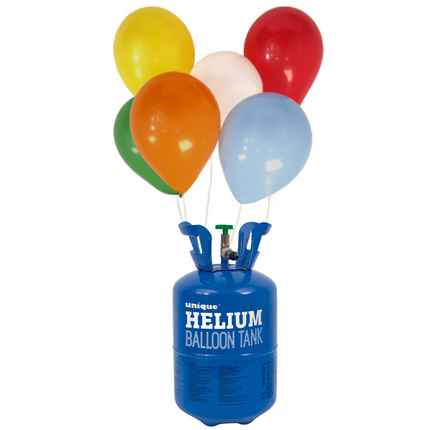 Bombola a elio con 30 palloncini e nastro