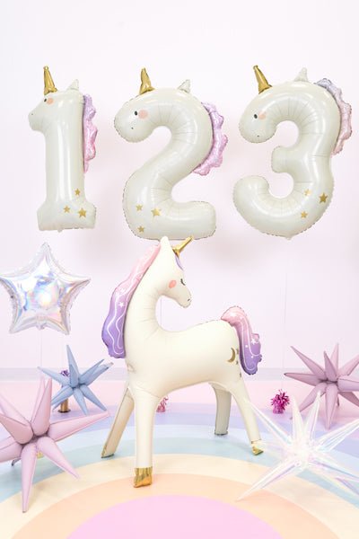 Heliumballon 3 jaar Unicorn, 93cm, mix van Partydeco koop je bij Partywinkel