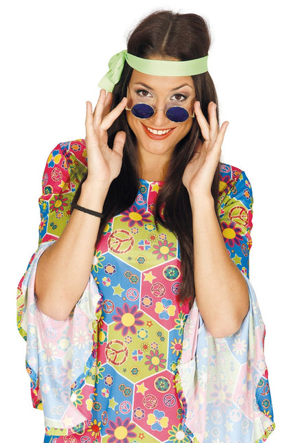 Hippie 60S Bril Blauw 12,5cm - Partywinkel - 8434077270028