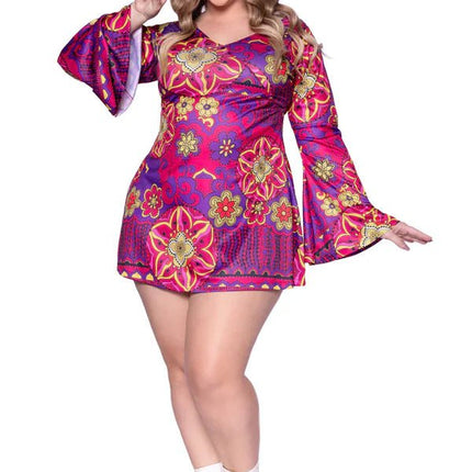 Hippie 60S Jurk Paars Roze Dames Leg Avenue - Partywinkel - 714718564166