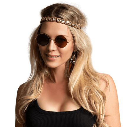 Hippie 60S Verkleedset Bruin 3 delig van Partychimp koop je bij Partywinkel