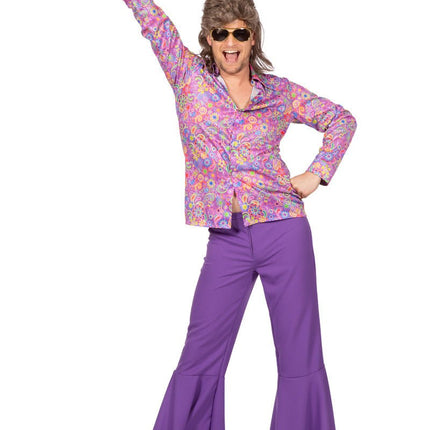 Hippie Blouse Bloemen Paars van Wilbers & Wilbers koop je bij Partywinkel