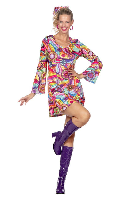 Hippie jurkje roze bloemen van Wilbers & Wilbers koop je bij Partywinkel