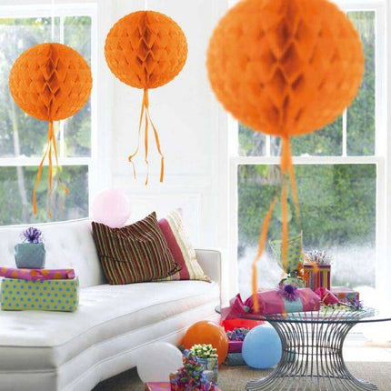 Honeycomb Bal Oranje Franje 30cm van Folat koop je bij Partywinkel