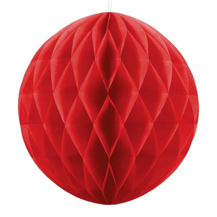 Honeycomb Bal Rood 30cm van Partydeco koop je bij Partywinkel