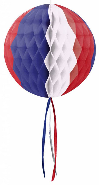 Honeycomb Bal Rood Wit Blauw 30cm van Folat koop je bij Partywinkel