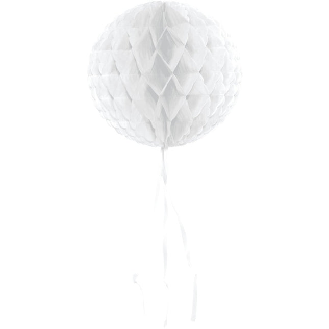 Honeycomb Bal Wit Franje 30cm van Folat koop je bij Partywinkel