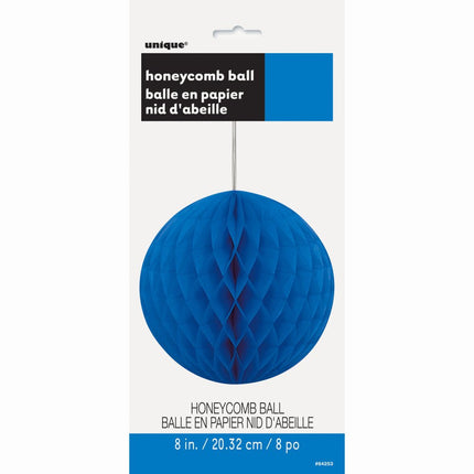 Honeycomb Bol Blauw 20cm van Unique koop je bij Partywinkel