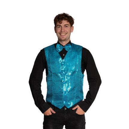 Cardigan + papillon turchese