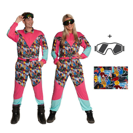Tuta da sci anni '80 con occhiali Vintage Freestyle