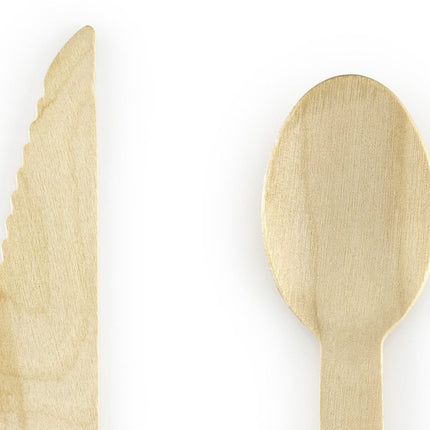 Houten Bestek Lichtroze 16cm 18 delig van Partydeco koop je bij Partywinkel