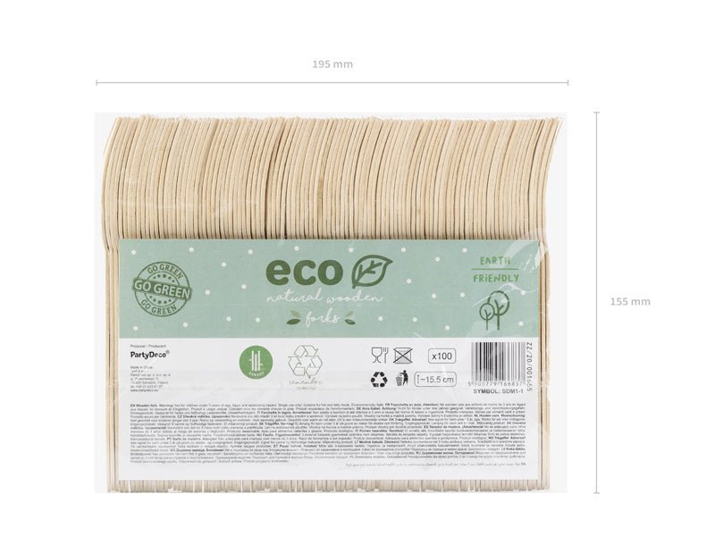 Houten Vorken 15,5cm 100st van Partydeco koop je bij Partywinkel