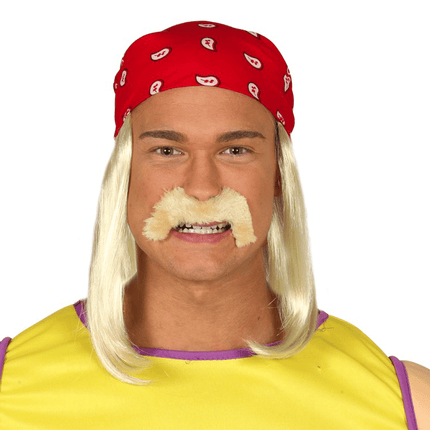 Hulk Hogan Worstelaar Pruik en Snor van Fiestas Guirca koop je bij Partywinkel