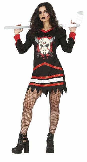 Ijshockey Halloween Kostuum Dames Rood Zwart van Fiestas Guirca koop je bij Partywinkel