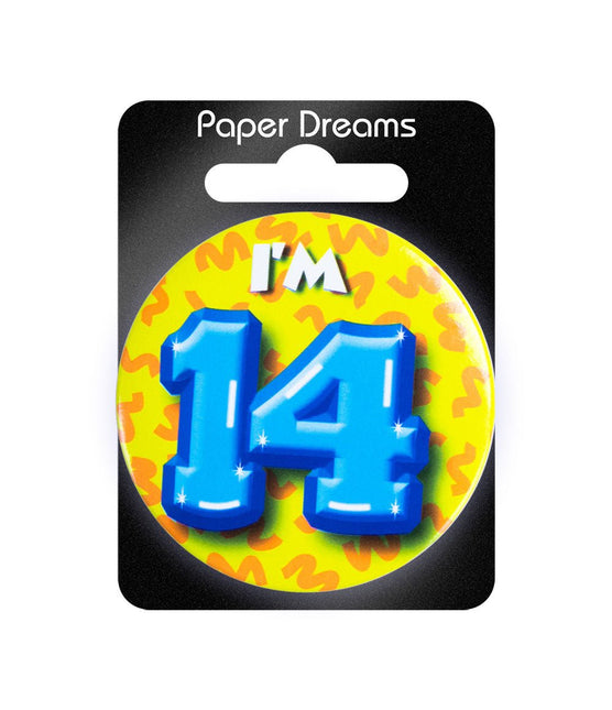 I'm 14 Button 14 Jaar 5,5cm van Paper Dreams koop je bij Partywinkel