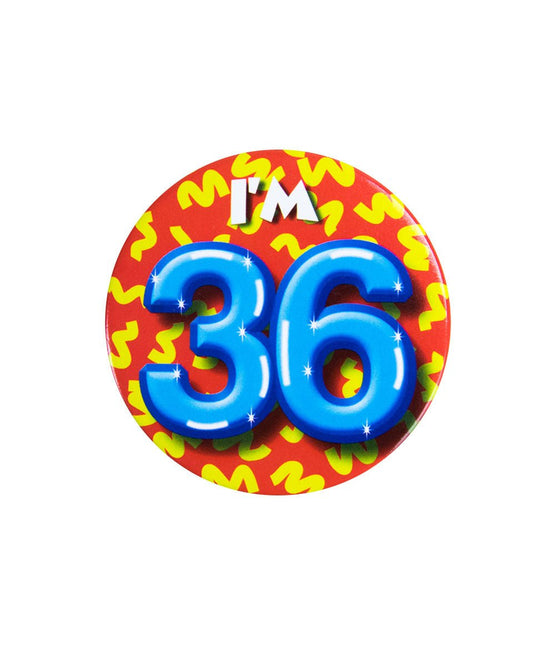 I'm 36 Button 36 Jaar 5,5cm van Paper Dreams koop je bij Partywinkel