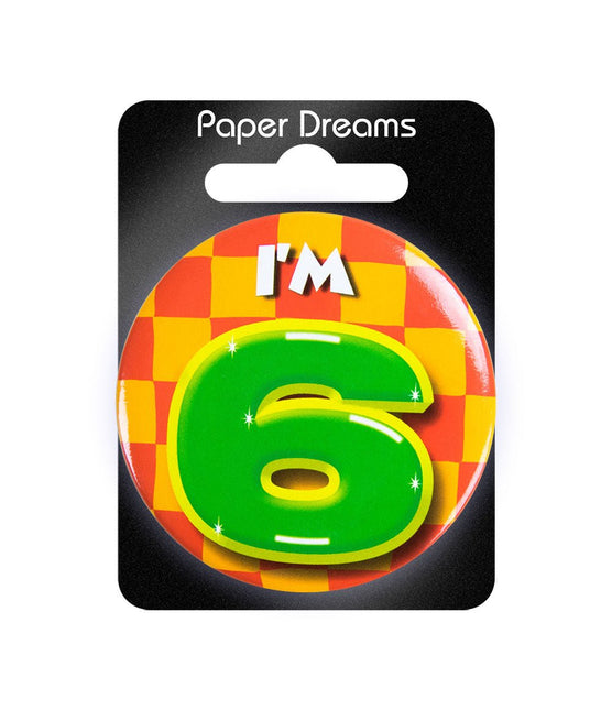 I'm 6 Button 6 Jaar 5,5cm van Paper Dreams koop je bij Partywinkel