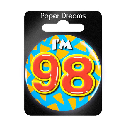 I'm 98 Button 98 Jaar 5,5cm van Paper Dreams koop je bij Partywinkel