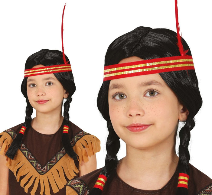 Indiaan Pruik Kind - Partywinkel - 8434077480946