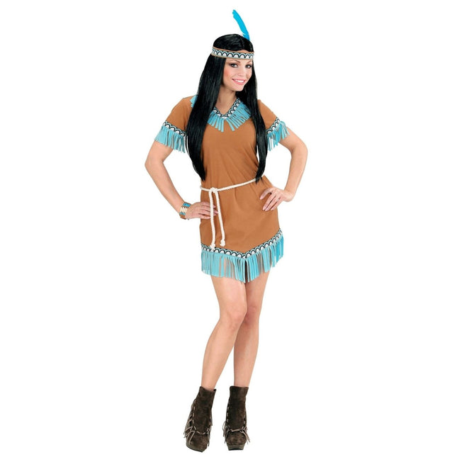 Indiaanse Jurk Bruin Blauw Dames van Widmann koop je bij Partywinkel