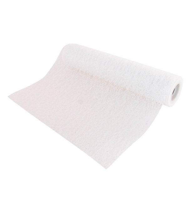 Runner da tavola bianco con glitter iridescenti 5m