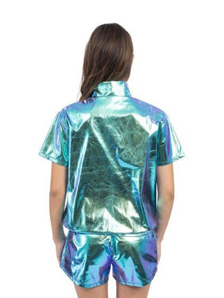 Iriserende Blauwe Festivalset Dames 2-Delig van CHAKS koop je bij Partywinkel