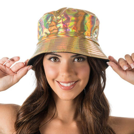 Iriserende Gouden Vissershoed One Size van CHAKS koop je bij Partywinkel