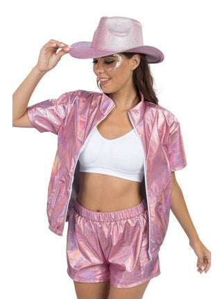 Iriserende Roze Festivalset Dames 2-Delig van CHAKS koop je bij Partywinkel