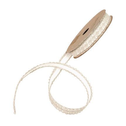 NASTRO IN PIZZO DI COTONE ADESIVO AVORIO 1 CM X 2 M