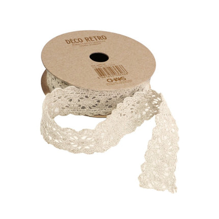 NASTRO IN PIZZO DI COTONE AVORIO 2 CM X 2 M