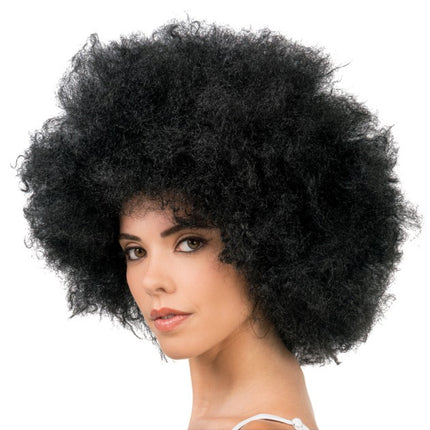 Parrucca afro Jackson, nera, 33 cm