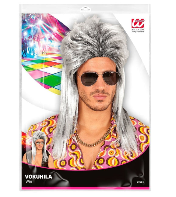 Jaren 80 Pruik Aso Lang Grijs van Widmann koop je bij Partywinkel