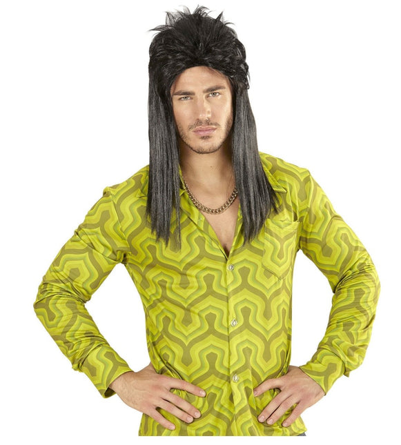 Jaren 80 Pruik Aso Lang Zwart van Widmann koop je bij Partywinkel