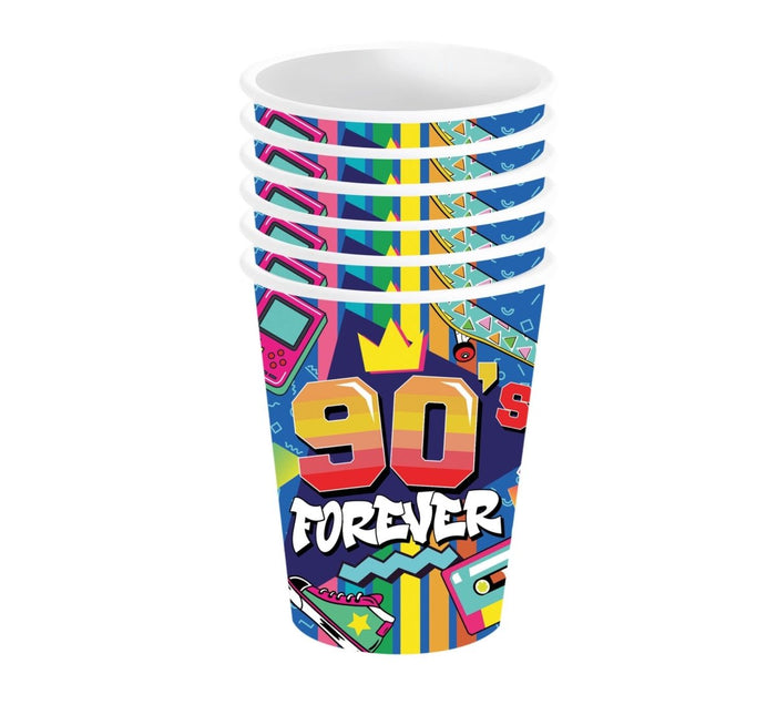Jaren 90 Bekers 240ml 6st van Fiestas Guirca koop je bij Partywinkel