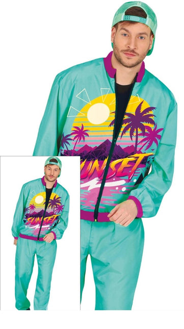 Jaren 90 Trainingspak Fout Turquoise Heren - Partywinkel - 8434077809983