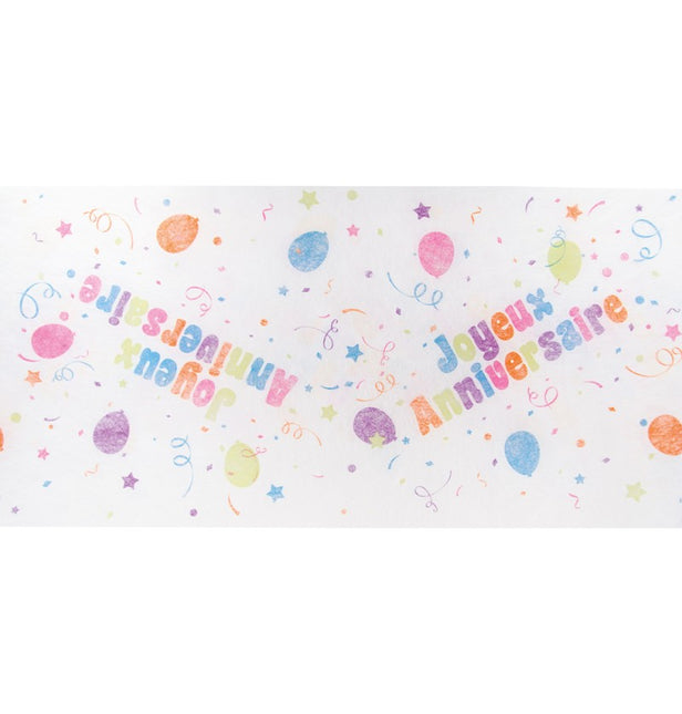 Runner da tavola Joyeux Anniversaire colorato 5m