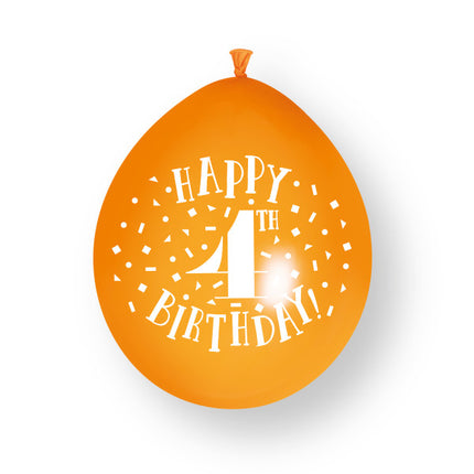 10 pezzi Palloncini in lattice Happy 4th Birthday 23cm