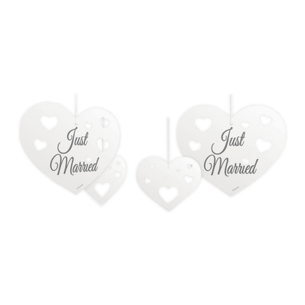Just Married Hangdecoratie Set Harten 5 delig van Folat koop je bij Partywinkel