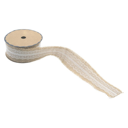 NASTRO DI IUTA CON PIZZO 5 CM X 5 M