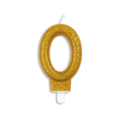 Kaars 0 Jaar Goud Glitter 7cm van WeFiesta koop je bij Partywinkel