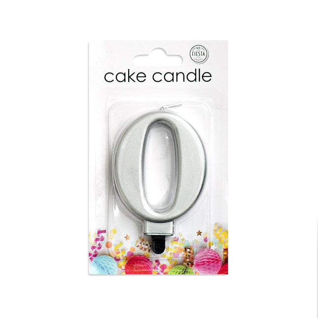 Kaars 0 Jaar Zilver Metallic 8cm van WeFiesta koop je bij Partywinkel
