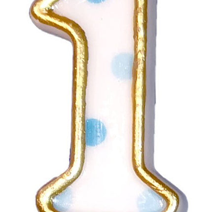 Kaars 1 Jaar Blauwe Stippen 8,5cm van Haza Witbaard koop je bij Partywinkel