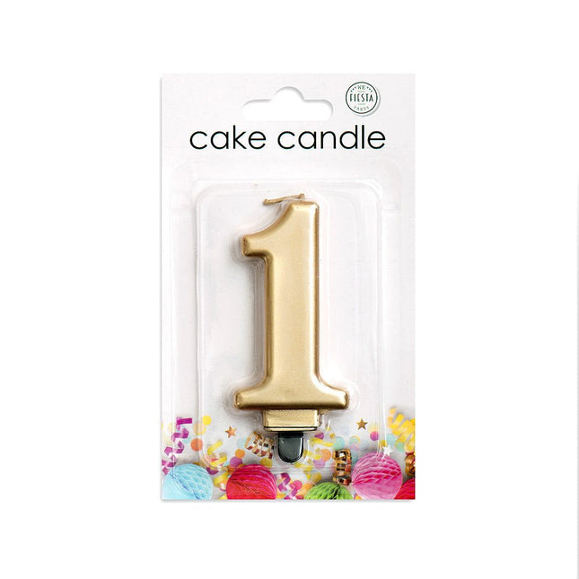 Kaars 1 Jaar Goud Metallic 8cm van WeFiesta koop je bij Partywinkel