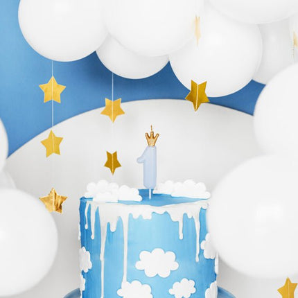 Kaars 1 Jaar Lichtblauw 9,5cm van Partydeco koop je bij Partywinkel