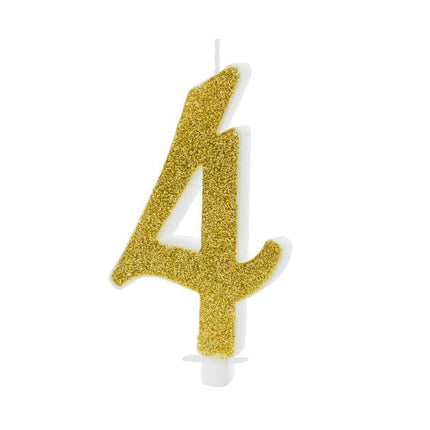 Kaars 4 Jaar Goud 10cm van Partydeco koop je bij Partywinkel