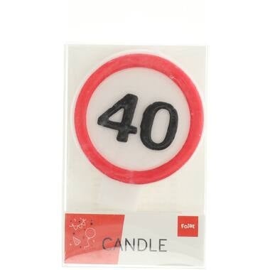 Kaars 40 Jaar Verkeersbord van Folat koop je bij Partywinkel
